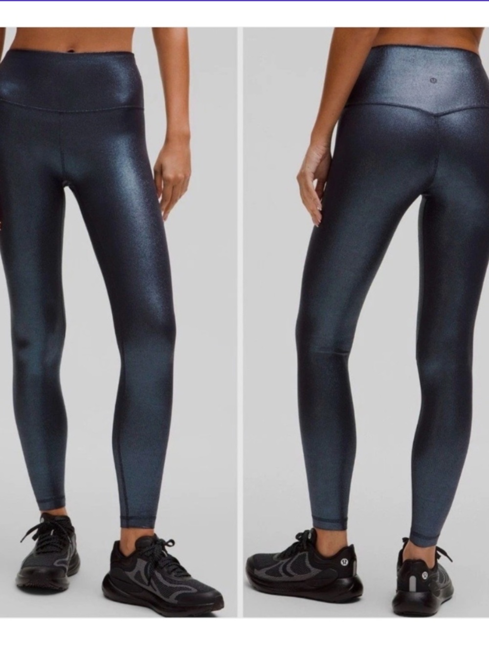 NWT lululemon Align High-Rise Pant 28" Shine Black Foil Leggings Size 2